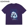 Tshirts Streetwear Hip Hop Graffiti Ghost punk rocha gótico camiseta homens harajuku moda t - shirts tops ocasionais de algodão casual 210602
