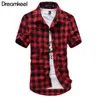 Summer Fashion Chemise Homme Mens Checkered Shirts Short Sleeve Shirt Men blus Röd och svart rutt y Men's Casual Vere22