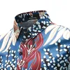 Fashion Water Flower Print Slim Fit Shirt Men Autumn Long Sleeve Chemise Homme Casual Holiday Party Social Shirt Male 210522