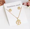 26 letter kettingen met oorbel set rvs gouden choker initiële hanger ketting vrouwen alfabet kettingen sieraden