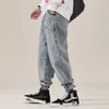 Japonais Vintage mode hommes jean rétro bleu coupe ample jambe large Harem Baggy pantalon Streetwear Hip Hop Joggers Cargo pantalon