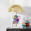 Moderne Goud Smeedijzeren Tafellamp voor Slaapkamer Nachtkastje Luxe Crystal Glass Bal Marmeren Bureau Licht Woonkamer Studie Verlichting R480