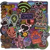 50 PCS Waterproof Graffiti Neon Stickers Bar Sign Decals for Party Decor DIY Laptop Skateboard Luggage Guitar Headset Motorcycle Car Gifts