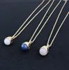 Cloche pendentif Rose Rose Quartz blanc cristal lapis lazuli pierre naturelle collier chaîne pour femmes fille marque bijoux