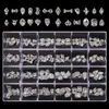 Nail Art Decorations 240pcs Jewelry Gem Stone Case Crystal Crown/Heart Gold& Silver Alloy Manicure Tips 3D Metallic Rhinestone Charm &am