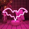 USB LED Ghost Neon Light Holiday Party Artの装飾ライト猫バットイルカ天使3Dテーブルランプ子供キッズギフトベッドルームランプ