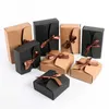 StoBag 10pcs Kraft Paper Business Gift Box With Bow Nougat Handmade Biscuit Box Christmas Candy Package Baby Show Party Supplies 210602