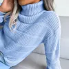 Women's Sweaters Sweater Elegant Winter Long Sleeve Turtleneck Tops Pullover 2022 Female Solid White Pink Blue Knitted Pullovers