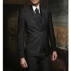 Zwarte bruidegom smoking voor bruiloft diner partij slim fit formele mannen pakken met standaard kraag 3 stuk mannelijke mode jas vest broek x0909