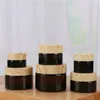 5g 10g 15g 30g 50g Frost Glass Jar Skin Care Eye Cream Jars Pot Refillable Bottle Cosmetic Container With Wood Grain Lid