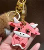 Fashion Red Heart Pink Calf Cow Car Key Chain Rings Accessories Keychain Keychains Buckle Hanging Decoration for Bag with Box YSK02