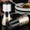 2 Pieces Premium Manual Salt Mill Clear Glass Body Pepper Grinder, Adjustable Ceramic Grinding, Spice Tools 210712