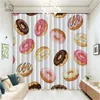 Cartoon Donuts met Pink Glaze Kindergordijnen Huis Keuken Gordijn Japanse Kamer Decor Slaapkamer Set Micro Shading Drapes