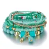 Femmes Bohème Bijoux Multicouche Élastique Ensemble Bracelets De Perles Bracelets Avec Gland Or Pièce De Verre Perles Charme Wrap Bracelet Femme Cadeau