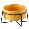 Bol de chats en céramique mignon pour animaux de compagnie universels pour boire du rack de bambou Antisiskid chien table de table de table