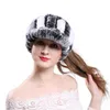 Zima Moda Dzianiny Prawdziwe Futro Kapelusze Kobiety Ciepłe Skullies Beanie Ski Snow Caps Caps Maski