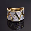 Bling Hommes Laiton Évider Bague Pave AAA CZ Zircon Cubique Hommes Bague Nouvelle Mode Charme Glacé Partie Punk Rock Rappeur Partie Partie Doigt Bijoux Bijoux Cadeau pour Hommes