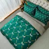 Designer Luxury Bedding Set Duvet Cover and Pillow Case Green Printing Comforter Warm and Comfortable Sets