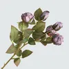 Dekorativa blommor kransar 5 huvuden mini rose gren artificiell för bröllop hem trädgård inomhus dekoration falsk silke pressad blomma