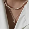 925 Sterling Silber Halskette Anhänger Für Frauen Neue Einfache Unregelmäßige Anhänger Inlay Natürliche Süßwasser Perle Halsketten