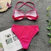 Colysmo Underwire Swimsuit Kobiety Solidne Kolor Sexy Halter Micro Bikini Top Hight Cut Thong Beachwear Push Up Brazylijski Biquini 210527