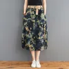 Women Vintage Denim Long Skirts Arrival 2021 Autumn Arts Style Loose Casual Female High Waist A-line Jeans S1775