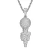 Collier de microphone en or 18 carats en cuivre zircone cubique colliers hip hop 60 cm chaînes dorées garçons rap ensemble de bijoux pour femmes hommes mode volonté et service de livraison directe de sable