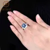 Gems ballett Luxury Rectangle 6.22ct Natural Iolite Blue Mystic Quartz Gemstone Ring 925 Sterling Silver Ringar för Kvinna Smycken