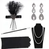 Vijf Vingers Handschoenen 1920 Dames Vintage Gatsby Feather Headbands Flapper Kostuum Accessoire Sigaret Houder Parel Ketting Set Haar Oorbel