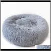 Rond Long Fourrure Chenil Tapis De Lit Coloré En Peluche Chaton Sommeil Canapé Hiver Garder Au Chaud Cadeau De Noël Fournitures Tj9Bv Lits Meubles 8Afpl