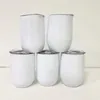 Straight Wine Tumbler Mugs 12oz Sublimation Egg Shape Cups Double Wall Stainless Steel Beer Glass Thermal Transfer Coating Cup