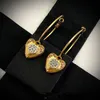 New openable love heart Stud Earrings Retro Bronze large Earring Celebrity female women Personality Earrings