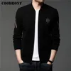 Coodrony Marka Jesień Zima Arrival Ciepłe Knitwear Sweter Płaszcz Kurtka Streetwear Moda Wzór Cardigan Mężczyźni Ubrania C2116 211221