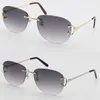 Großhandel verkaufen randlose T8200816 Delicate Unisex Fashion Sonnenbrille Metallfahrgläser C Dekoration Hochwertiger Designer UV400 Objektiv 2521