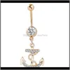 Bell Rings Jewelry Drop Dostawa 2021 D0032-3 (4 kolory) Ładny przycisk 14GA Kotwicowy styl Kamień z piercing Bydlery pępka pierścień brzucha