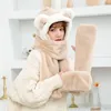 Beanie/Skull Caps Fashion Faux Fur Beanies Winter Warm Cute Bear Ear Hat Casual Plush Scarf Gloves Set Solid Women