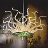 Art Deco LED Amber Green Color Simple Lamps Hand Blown Glass Chandelier for Living Room Bedroom Home Decoration Pendant Lightings Fixtures Natural Light LR279