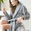 Men's Sleepwear Winter Bathrobe Men Women Flannel Thicken Warm Dressing Gown Male Home Soft Plus Large Size Long Homme Bath RobeMen's