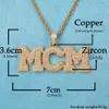Custom Name Bubble Letters Pendant Cubic Zircon Necklaces With Rope ChainFor Men Women Gold Color Plated Hip Hop Rock Jewelry
