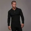 Новая Весна Осень Поло Рубашка Мужчины Хлопок Мода Slim Fit Polo Мужчин Обычный Тренажерный зал Фитнес Дышащий Бизнес Длинный Рукав Поло рубашка 210421