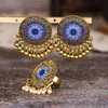 Collar de aretes Collar vintage Alejo de oro Sets para mujeres Boho Pearls Bells Tassel Joyería afgana ajustable