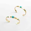 Micci Wholale personalizado 18k banhado a ouro Sollls de aço jóias moda natural verde turquesa pedra punha pulseira pulseira
