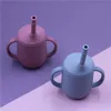 Gobelets en paille à boire en silicone de qualité alimentaire Gobelet souple sans BPA pour enfants Accessoires d'alimentation Mode Bébé Infant Training Cup