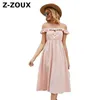 Женские платья оборманы, косой шеи розовый с плеча ES плюс размер старинные сексуальные богемные летняя одежда 210524