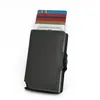 Porta carte di credito in metallo sottile Casekey Mini Smart Blocking da uomo Portafogli portamonete in pelle PU