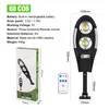 COB Solar Lamp Motion Sensor Outdoor LED Wall Lights Waterproof 3 Modes Sunlight Garden Lamps with Remote Pole