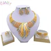 Liffly New Indian Multicolor Bridal Wedding Big Crystal Dubai Set di gioielli in oro per orecchini da donna