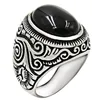 Punk Vintage Jewelry Stone Rings For Men Titanium Steel Inlaid Three Colors Onyx Ring Men Domineering Opal Ring