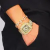 Ketten Iced Out Uhr Schmuck Cuban Link Halskette Männer Schwein Nase Kette Herren Gold Farbe Armband Set Urlaub Geschenk273g