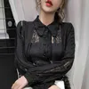Mode Vintage Sexy Vrouwen Blouse Koreaanse Lange Mouw Kant Office Blouses Katoen Cardigan Button Up Shirt Tops 10457 210512